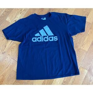 Adidas Navy Blue The Go-To Tee Graphic White Logo Design Short Sleeve Tshirt 2XL